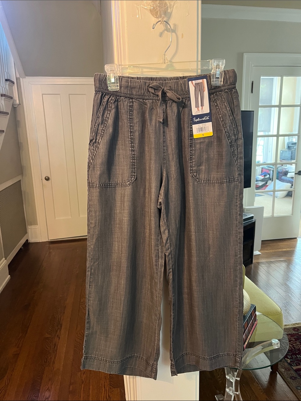 NWT Pull-On Wide Leg Drawstring Pants in Charcoal Gray